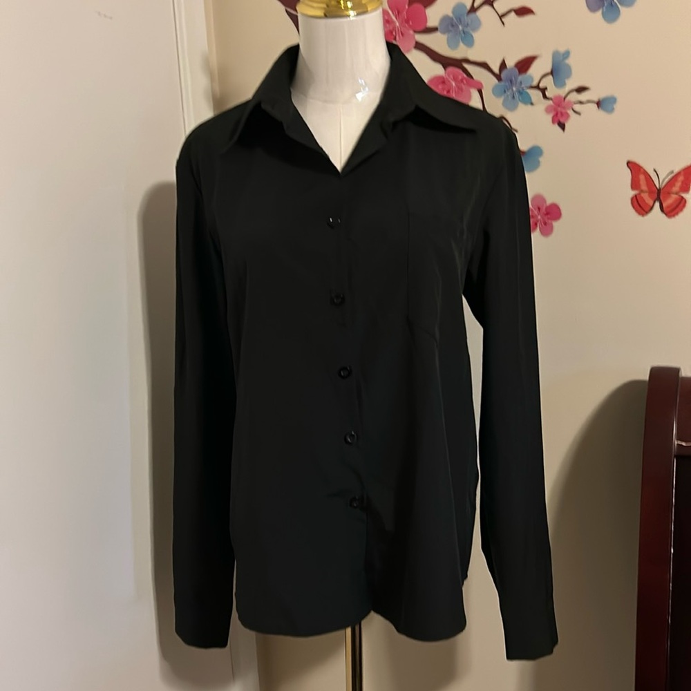 SHEIN | Black Long Sleeved Buttoned Up Shirt Size Small